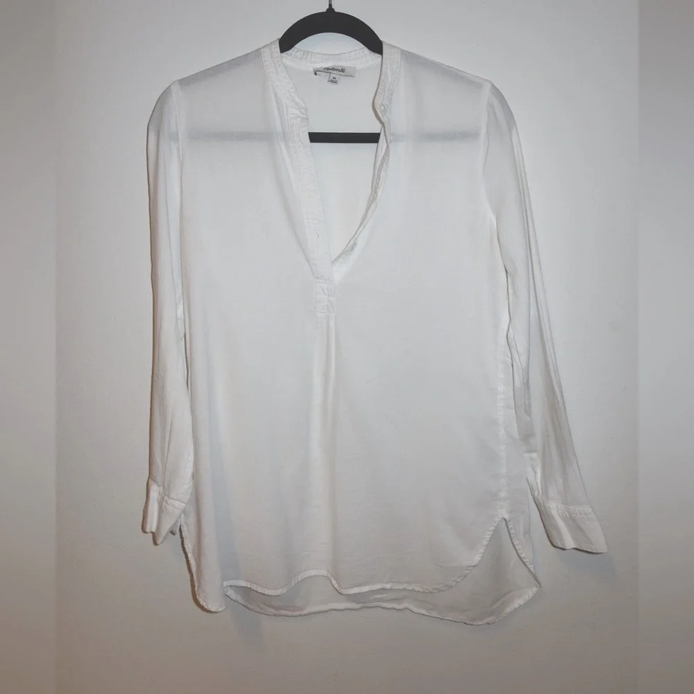 Madewell Linen Tunic Top in White Cotton size XS - Picture 2 of 4